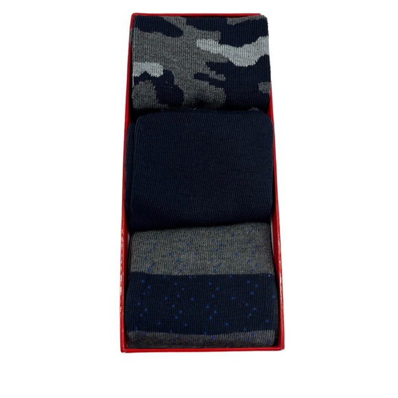 Men’s Crew Socks New Boxed Gift Set- 3 Pack- Navy and Gray Themed - Picture 5 of 9